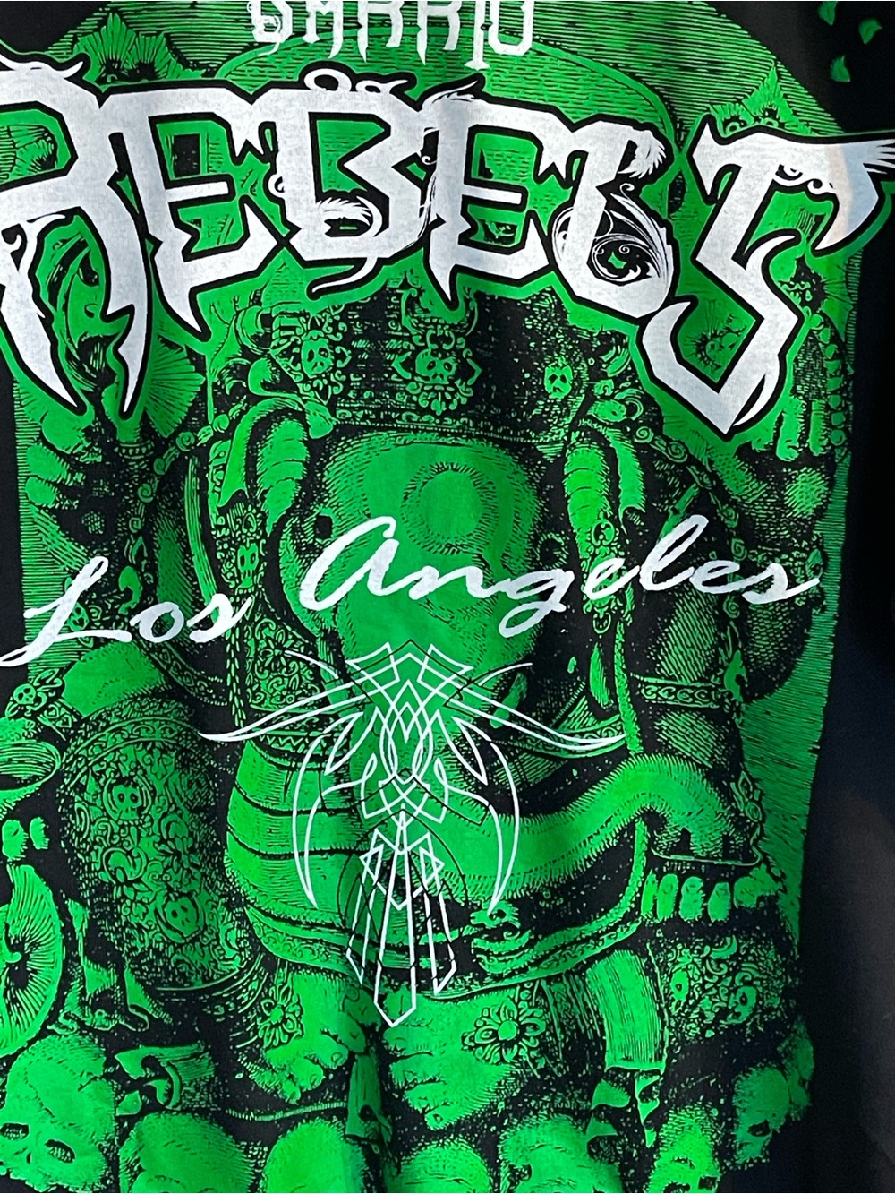 Alstyle Green and White Los Angeles Reptile Graphic Tee